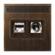 Jung LS 990 Латунь античная Розетка TV+RJ45