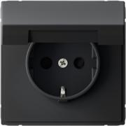 ArtGallery Карбон Розетка с/з со шторками с крышкой винтовые клеммы