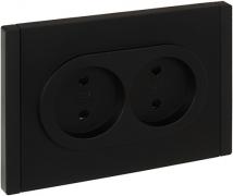 IEK Fortepiano Черный Розетка двойная б/з со шторками в сборе, винтовой зажим