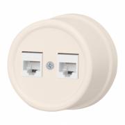 Bironi Лизетта Пластик Песочное золото Розетка Компьютерная 2-ая RJ45 Cat.5e (UTP)