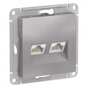 Atlas Design Алюминий Розетка компьютерная 2-ая RJ45+RJ45, кат.5e