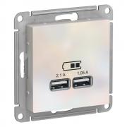 Atlas Design Жемчуг Розетка USB A+А, 5В/2,1 А, 2х5В/1,05 А