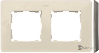 РамкаSimon 82 Detail, 2 поста, цвет - слоновая кость, бежевый, пластмасса