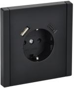 IEK Fortepiano Черный Розетка с/з+USB A+С, с быстрой зарядкой, (USB type-C 5V, USB type-A 5V, 3,1 А)