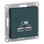 Atlas Design Изумруд Розетка USB A+А, 5В/2,1 А, 2х5В/1,05 А