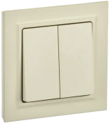 IEK Brite Base Бежевый Выключатель 2-клавишный в сборе