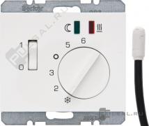 Терморегулятор 10А, НО-контакт, 230В
K.1,  поворотный,  датчик t° пола (внешний),  без таймера,   цвет - белый глянцевый