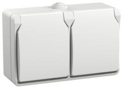 IEK ФОРС Белый Розетка 2-ая с/з с крышкой со шторками открытой установки IP54