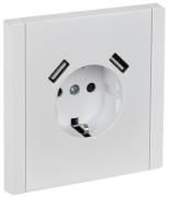 IEK Fortepiano Белый Розетка с/з+USB Розетка A+A, (USB type-A 5V, 3,1А)