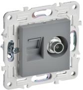 IEK Skandy Серый Розетка TV+RJ45 кат.5E