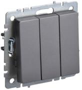 IEK Brite Base Сталь Выключатель 3-клавишный