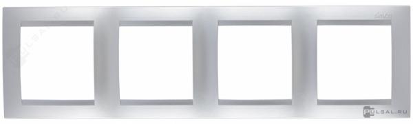 РамкаSimon 15, 4 поста, цвет - алюминий, пластмасса