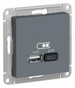 Atlas Design Грифель Розетка USB A+С, 5В/2,4А, 2х5В/1,2А