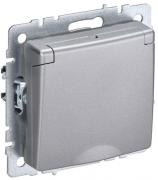 IEK Brite Base Алюминий Розетка двойная с/з с крышкой со шторками IP20, винтовой зажим