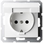 Jasmart G Белый глянцевый Розетка с/з со шторками с крышкой