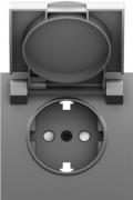 Donel S08 Серый Графит Накладка Розетки б/з со шторками с крышкой IP44