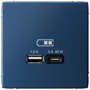 ArtGallery Аквамарин Розетка USB A+С 45Втс быстрой зарядкой (USB type-C 5V,  USB type-A 5V)