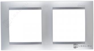 РамкаSimon 15, 2 поста, цвет - алюминий, пластмасса