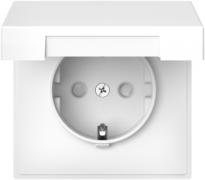 ArtGallery Белый Розетка с/з со шторками с крышкой винтовые клеммы