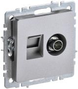 IEK Brite Base Алюминий Розетка TV+RJ45 кат.5E