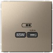 ArtGallery Шампань Розетка USB C 65W высокоскор.заряд. QC, PD (USB type-C 5V)