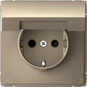 ArtGallery Шампань Розетка с/з со шторками с крышкой винтовые клеммы