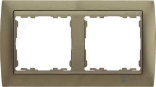 РамкаSimon 82, 2 поста, цвет - шампань матовая, шампань, металл