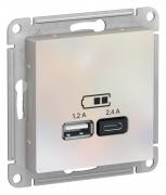 Atlas Design Жемчуг Розетка USB A+С, 5В/2,4А, 2х5В/1,2А