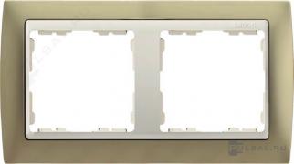 РамкаSimon 82, 2 поста, цвет - шампань матовая, слоновая кость, металл