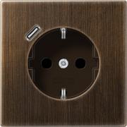 Jung LS 990 Латунь античная Розетка с/з + USB тип C (USB type-C 5V)