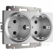 Розетка
Alumax,  Slab,  Senso,  Baguette,  Acrylic,  Platinum,  Elite,  Snabb,  Stream,  Flock,  Stark,  Fiore,  Favorit,  Diamant,  Aluminium,  Antik,  Metallic,  без шторок,  с заземлением,  двойная,  винтовые клеммы,   цвет - серебряный