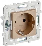 IEK Skandy Песчаный Розетка с/з со шторками, винтовые клеммы