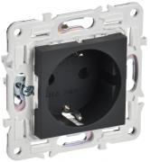 IEK Skandy Графит Розетка с/з со шторками, винтовые клеммы