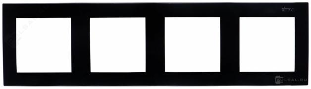РамкаSimon 15, 4 поста, цвет - черный глянец, пластмасса