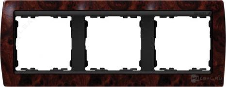 РамкаSimon 82, 3 поста, цвет - корень ореха, графит, дерево