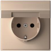 ArtGallery Песочный Розетка с/з со шторками с крышкой винтовые клеммы