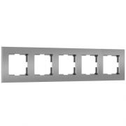 Рамка
Slab,  5 постов,   цвет - серебряный матовый,  пластмасса