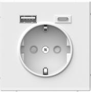 ArtGallery Белый Розетка с/з USB A+С, (USB type-C 5V,  USB type-A 5V)