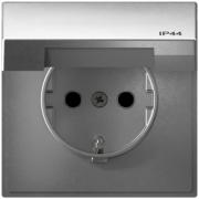 ArtGallery Алюминий Розетка с/з со шторками с крышкой безвинтовые клеммы