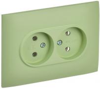 IEK Skandy Мятный Розетка двойная б/з в сборе, винтовой зажим