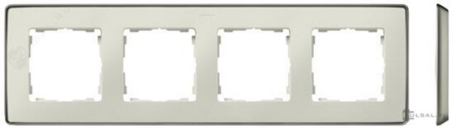 РамкаSimon 82 Detail, 4 поста, цвет - слоновая кость, шампань, металл, пластмасса