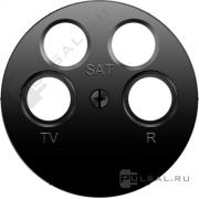 Накладка
R.1,  R.3,  R.8,  телевизионная (TV),  спутниковая (SAT),  радио (R),  четверная,   цвет - черный глянцевый