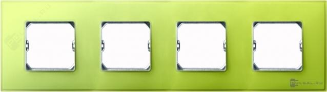 РамкаSimon 27 neos, 4 поста, цвет - лимонный, пластмасса
