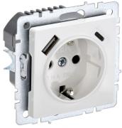 IEK Brite Base Белый Розетка с/з+USB A+С, с быстрой зарядкой, (USB type-C 5V, USB type-A 5V, 3,1 А)