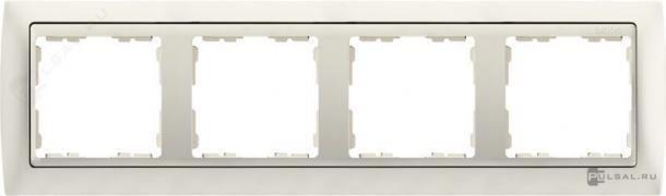 РамкаSimon 82, 4 поста, цвет - слоновая кость, слоновая кость, металл, пластмасса