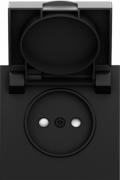 Donel S08 Черный Графит Накладка Розетки б/з со шторками с крышкой IP44