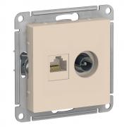 Atlas Design Бежевый Розетка TV + RJ45 кат. 5е UTP