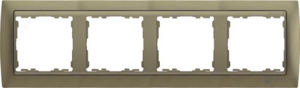 РамкаSimon 82, 4 поста, цвет - шампань матовая, шампань, металл