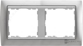 РамкаSimon 82, 2 поста, цвет - алюминий матовый, алюминий, металл