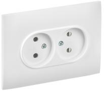 IEK Skandy Белый Розетка двойная б/з в сборе, винтовой зажим
